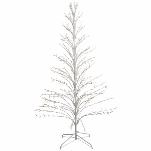 Northlight 6' White Lighted Christmas Cascade Twig Tree Outdoor Decoration - Clear Lights Perspective: front