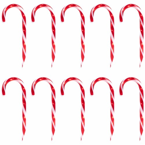 Northlight Lighted Candy Cane Outdoor Christmas Pathway Markers - 13.5' White Wire - Set of Perspective: front