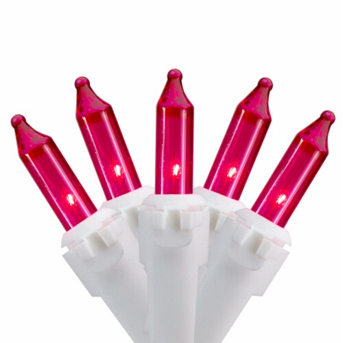 Northlight 100-Count Pink Mini Christmas Lights - 20.25ft, White Wire Perspective: front