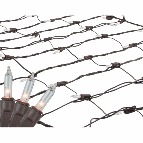 Northlight 2' x 8' Clear Mini Net Style Tree Trunk Wrap Christmas Lights, Brown Wire Perspective: front