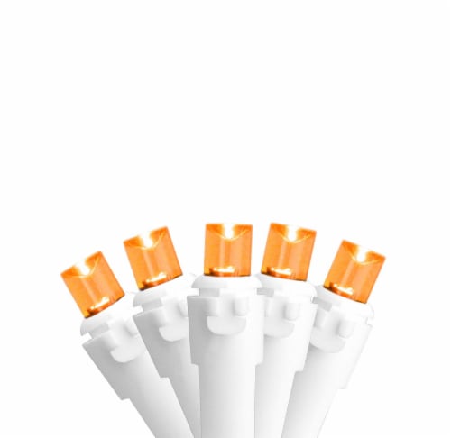 Northlight 50 Orange LED Wide Angle Christmas Lights - 16.25 ft White Wire Perspective: front