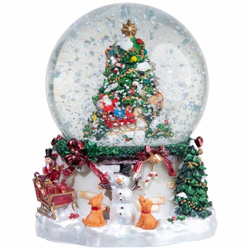 Northlight 6.75 Christmas Tree and Santa Claus Musical Snow Globe Perspective: front