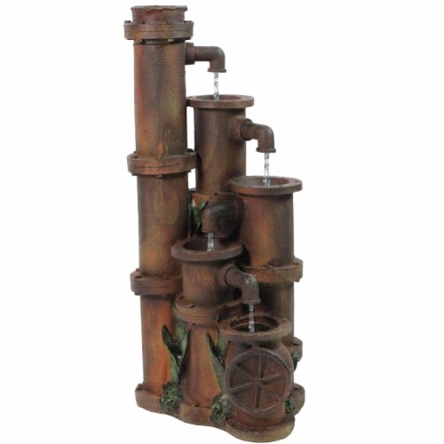 Northlight 32587918 23.5 in. Rusted Cascading Pipes Outdoor Patio Garden Water Fountain Perspective: front