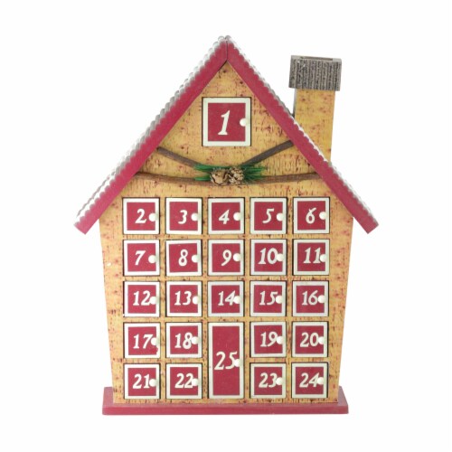 Northlight 15 Red and Beige House with Advent Calendar Tabletop