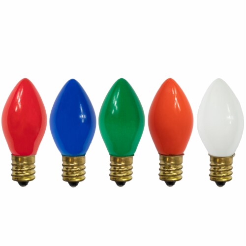 Northlight Pack of 25 Incandescent C7 Opaque Multi-Color Christmas Replacement Bulbs Perspective: front