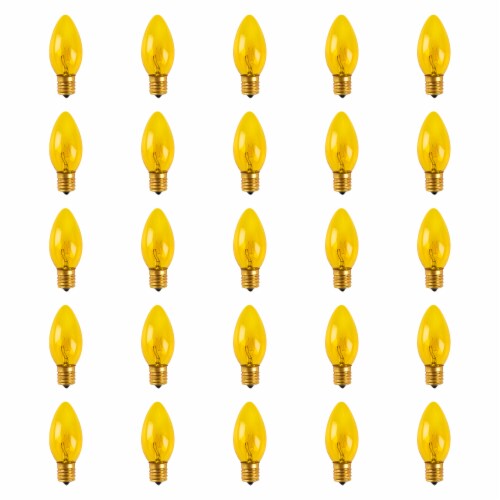 Northlight Pack of 25 Incandescent Transparent Yellow C9 Christmas Replacement Bulbs Perspective: front