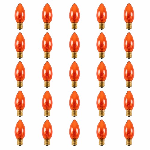 Northlight Pack of 25 Incandescent C9 Orange Christmas Replacement Bulbs Perspective: front