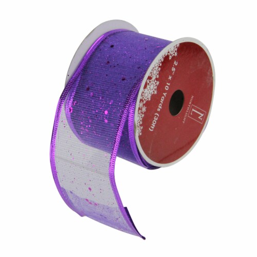 Northlight Shimmering Purple Wired Christmas Craft Ribbon 2.5  x 10 Yards Perspective: front