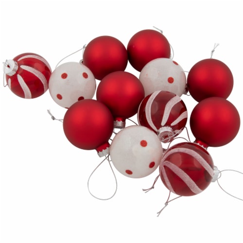 Red and white glass ornaments deals