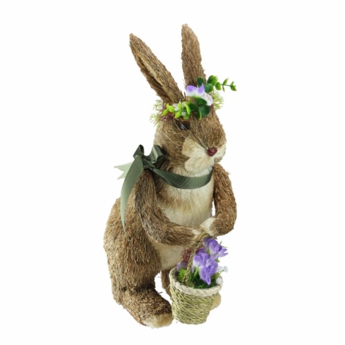 Northlight 19" Spring Sisal Standing Bunny Rabbit Figure With Carrot