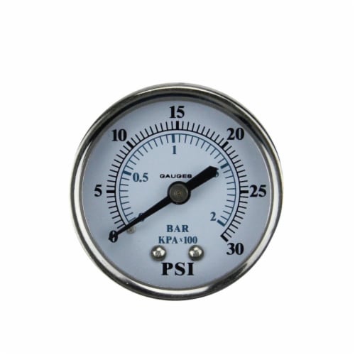 Pool Central 32727583 2 in. Back Mount Stainless Steal Pressure Gauge 0-30 PSI Perspective: front