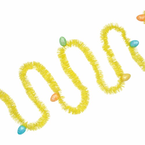 Northlight 25' Tinsel Garland with Easter Eggs - Yellow Perspective: front