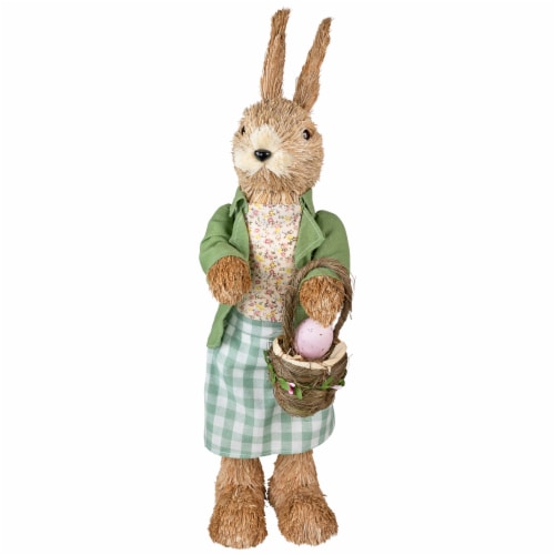 Northlight 20.25 Easter Bunny Rabbit Spring Figure with Egg Basket Perspective: front