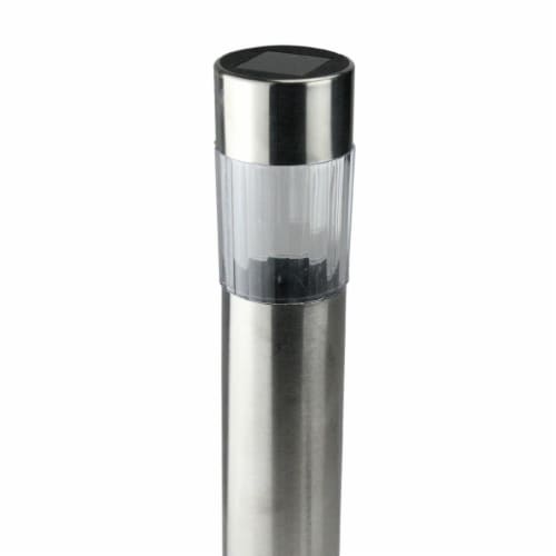 Northlight 32804228 8.5 in. Solar Light with White LED Light & Lawn Stake - Silver Cylinder Perspective: front