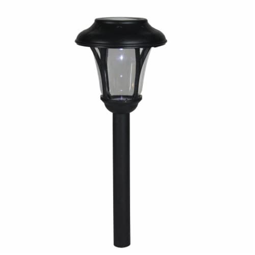 Northlight 32816011 12 in. Black Lantern Solar Light with White LED Light & Lawn Stake Perspective: front