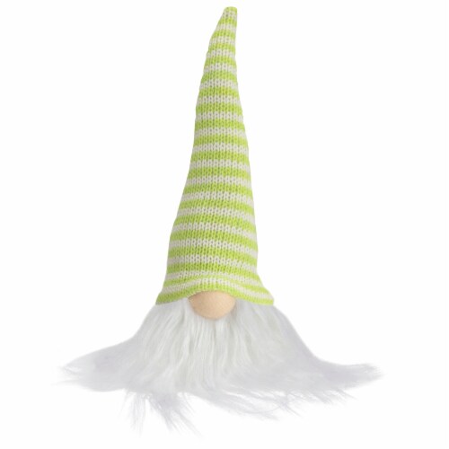Northlight 7.5  Lime Green and White Striped Hat Spring Gnome Perspective: front