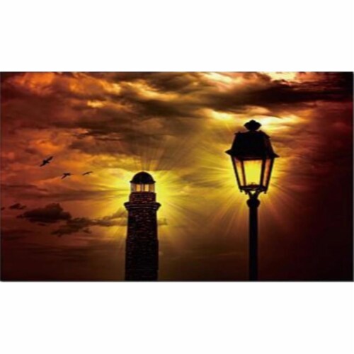 Northlight 32736624 LED Lighted Lighthouse Lantern Lamp Post with Amber Sky Canvas Wall Art 1 Smith s Food and Drug