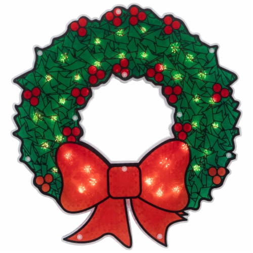 Northlight 15  Lighted Holographic Christmas Wreath Window Silhouette Decoration Perspective: front