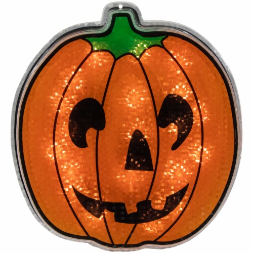 Northlight 13.5 Lighted Orange Jack O' Lantern Halloween Window Silhouette Perspective: front