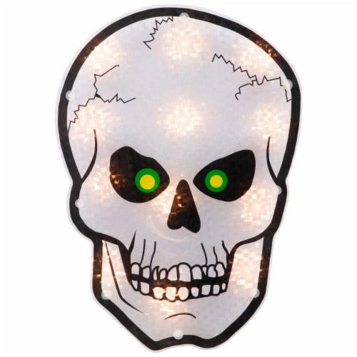 Northlight 12 Lighted Holographic Halloween Skull Window Silhouette Decoration Perspective: front