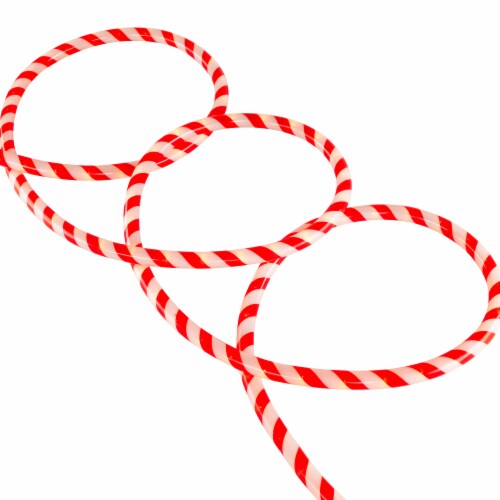 Northlight 18' Red and White Striped Candy Cane Outdoor Christmas Rope Lights Perspective: front