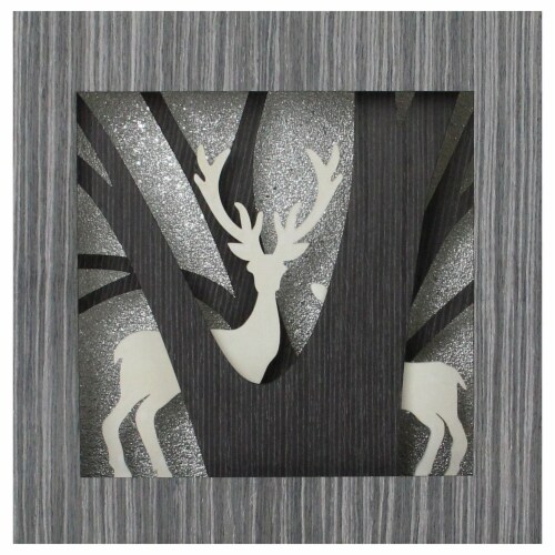 Northlight 12 Glittered Woodland Deer Silhouette Box Framed Christmas Table Decoration Perspective: front