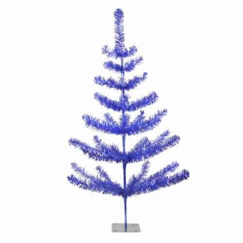 Northlight 3' Medium Blue Tinsel Twig Pine Artificial Christmas Tree - Unlit Perspective: front