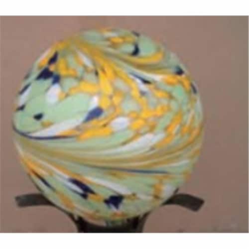 Northlight 33377050 10 in. Yellow, White & Green Marbled Glass Outdoor Patio Garden Gazing Ba Perspective: front