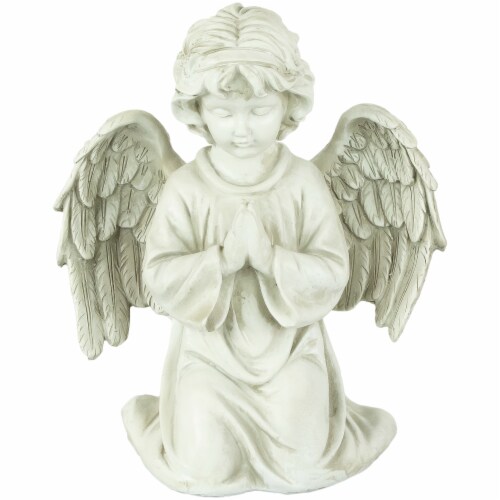 Northlight 33377763 15 in. Kneeling in Prayer Cherub Outdoor Garden Statue Perspective: front