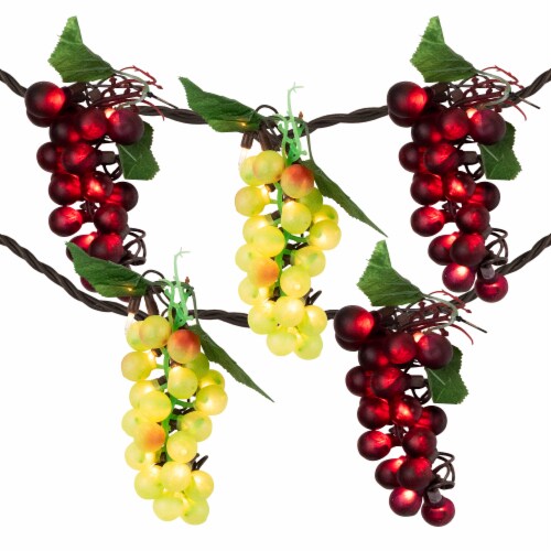 Northlight 5-Count Red and Green Grape Cluster String Light Set, 8ft Brown Wire Perspective: front