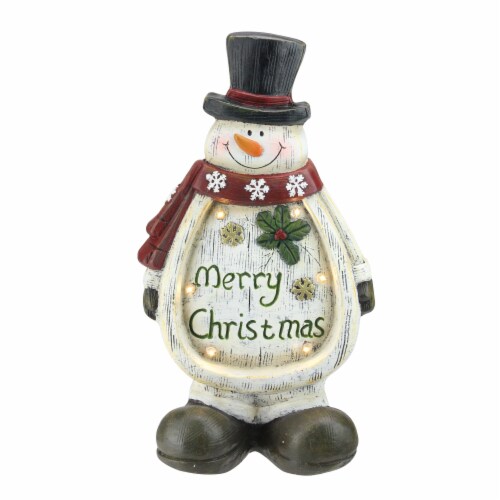Northlight 14.5  LED Lighted Weathered Snowman Table Top Christmas Decoration Perspective: front