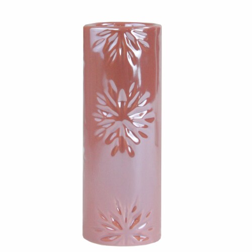 Northlight 6.5 Tall Pearly Pink Snowflake Christmas Candle Holder Perspective: front