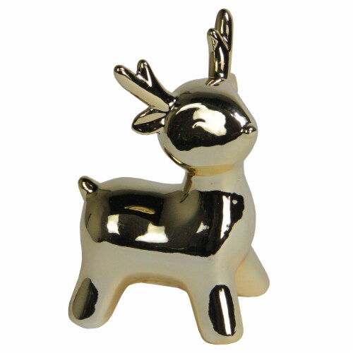 Northlight 5.75  Small Gold Ceramic Christmas Deer Decoration Perspective: front
