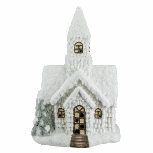 Northlight 20.25  LED Lighted White Glittered Church Christmas Decoration Perspective: front
