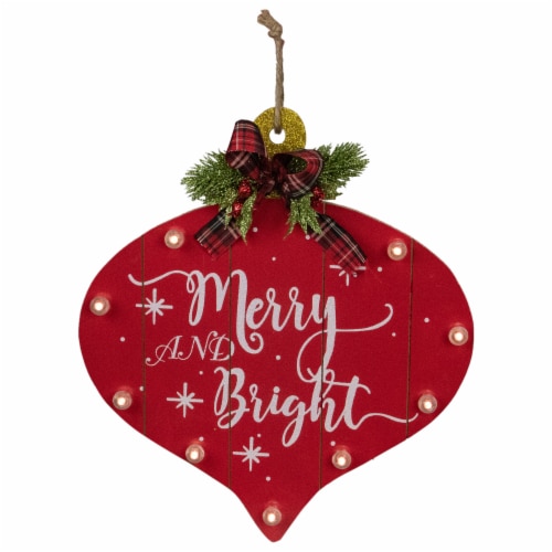 Northlight 13.75  Red Onion Ornament  Merry And Bright  Christmas Sign Perspective: front