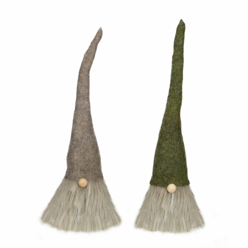 Northlight Christmas Gnome with Pointy Hat Figures - 10.5 - Green and Brown - Set of 2 Perspective: front