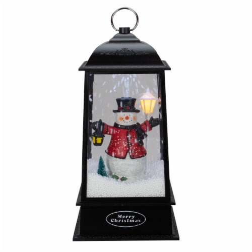 Northlight 33663820 13 in. Lighted Snowman Christmas Lantern with Falling Snow Perspective: front