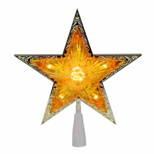 Northlight 9  Pre-Lit Gold and Amber Crystal 5 Point Star Christmas Tree Topper - Clear Perspective: front