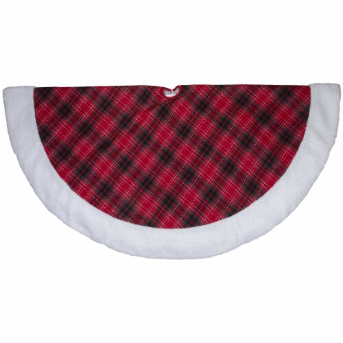 Northlight 60 Red and Green Plaid Christmas Tree Skirt With White