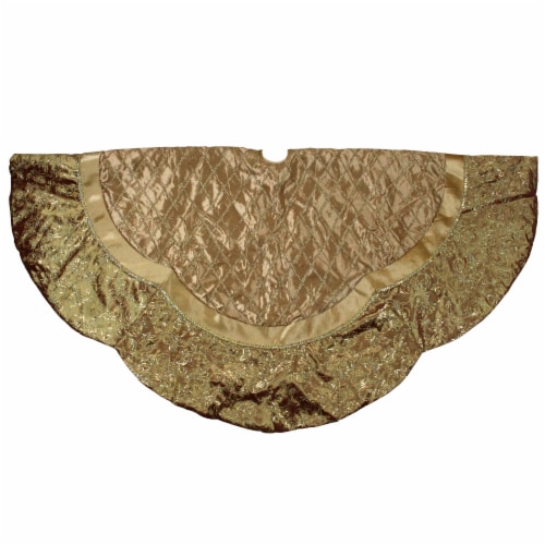 Northlight 72 Gold Quilted Christmas Tree Skirt with Iridescent Sequins Perspective: front