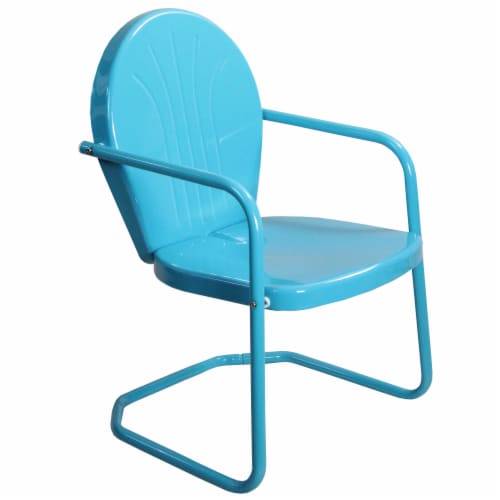 Northlight 34219534 34 in. Outdoor Retro Tulip Armchair, Turquoise Blue Perspective: front