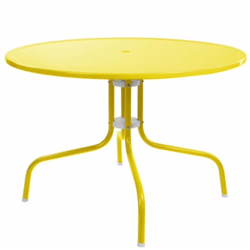 Northlight 34219541 39.25 in. Outdoor Retro Metal Tulip Side Table, Yellow Perspective: front