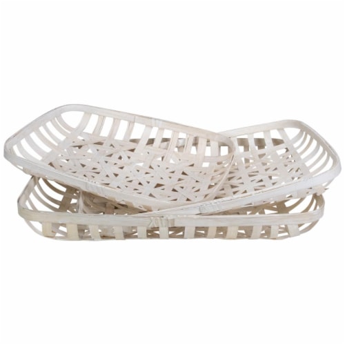 Northlight 34219232 Lattice Rectangular Tobacco Table Top Baskets, White - Set of 3 Perspective: front