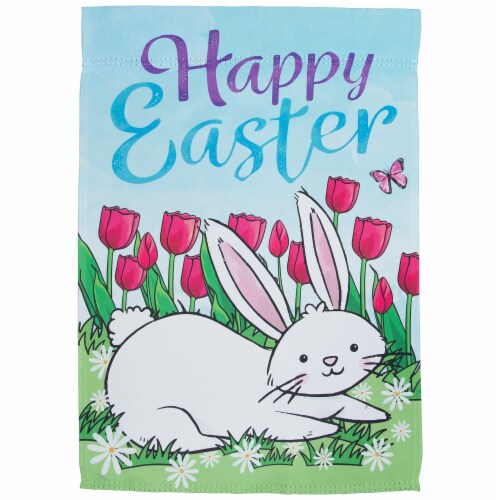 Northlight 34219479 Happy Easter Bunny Outdoor Garden Flag - 12.5 x 18 in. Perspective: front