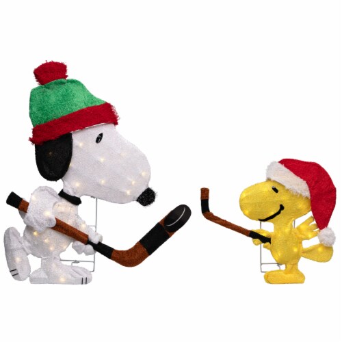 Northlight Lighted Snoopy and Woodstock Play Hockey Outdoor