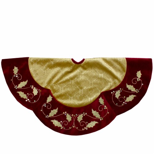 Northlight 48-Inch Gold and Burgundy Velvet Christmas Tree Skirt, 1 ...