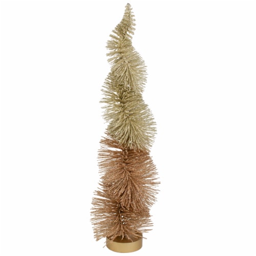 Northlight 14 Gold Glittered Spiral Sisal Christmas Tree Tabletop Decoration Perspective: front