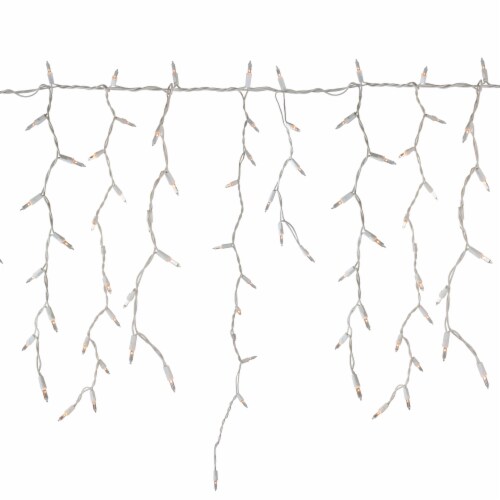 Northlight 300 Count Clear Mini Icicle Christmas Lights, 18ft White Wire Perspective: front