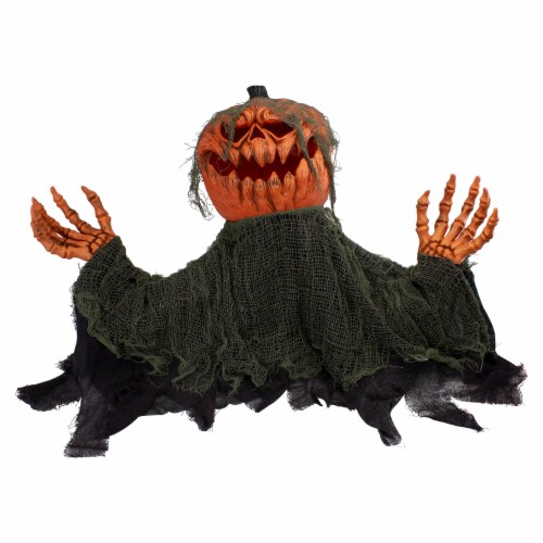Northlight 30 Black and Orange Animated Pumpkin Halloween Decoration Perspective: front