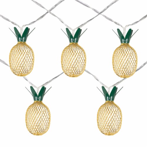Northlight 10 B/O LED Warm White Gold Pineapple Mini Lights - 3' Clear Wire Perspective: front
